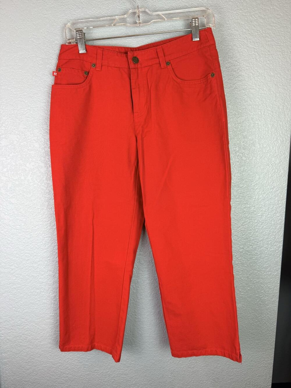 Ralph Ralph Lauren Pants Womens 4 Red Twill Chino Zip Fly Pockets Cotton Casual